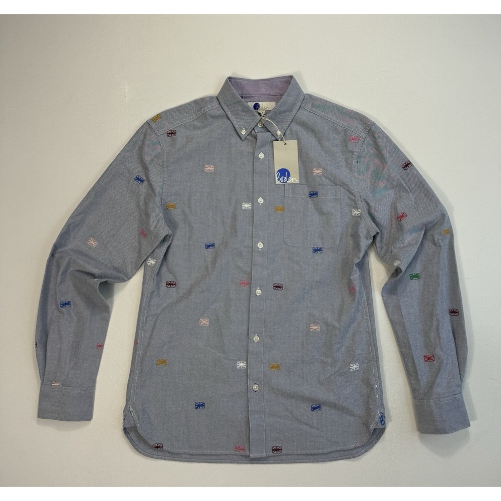 Boden Men’s Small Regular Fit Button Down Shirt NWT Union Jack AOP Modern Casual